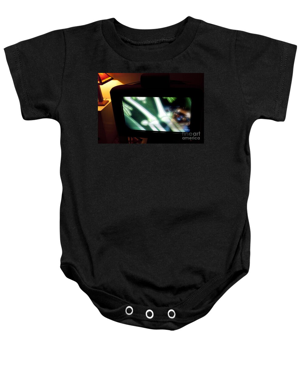 Tv Baby Onesie featuring the photograph Television and Light by Steven Dunn