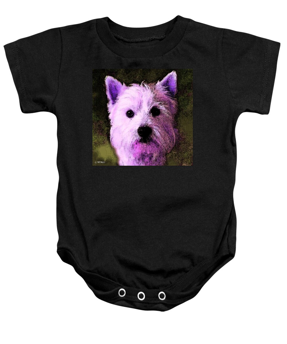White Baby Onesie featuring the painting Terrier Love by George Pedro