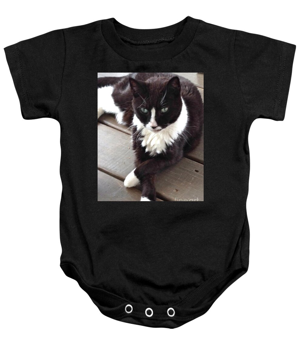 Cat Baby Onesie featuring the photograph Tess the Temptress by Alice Terrill
