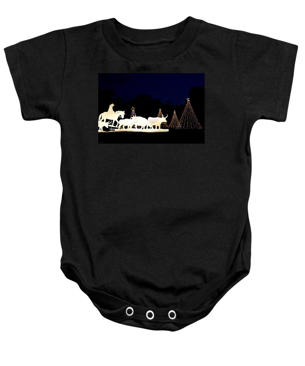 Texas Baby Onesie featuring the photograph Texas Cowboy Christmas by Debbie Karnes