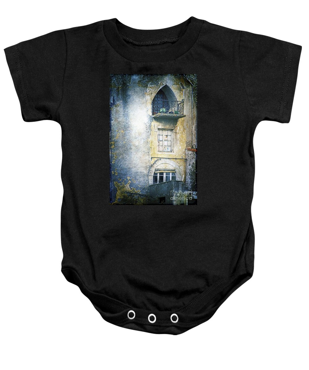 Window Baby Onesie featuring the photograph The Balcony Scene by Heiko Koehrer-Wagner
