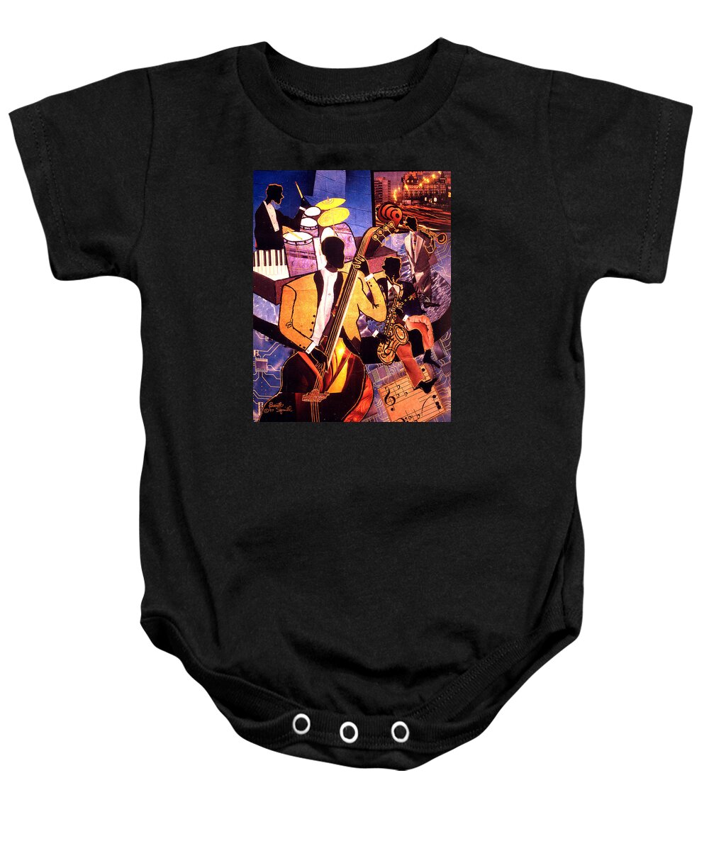 Everett Spruill Baby Onesie featuring the painting The Blues People by Everett Spruill