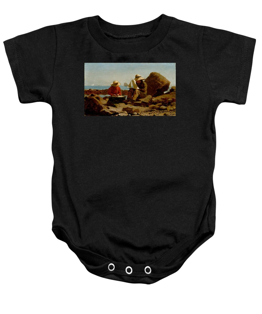 The Boat Builders Baby Onesie featuring the painting The Boat Builders by Winslow Homer
