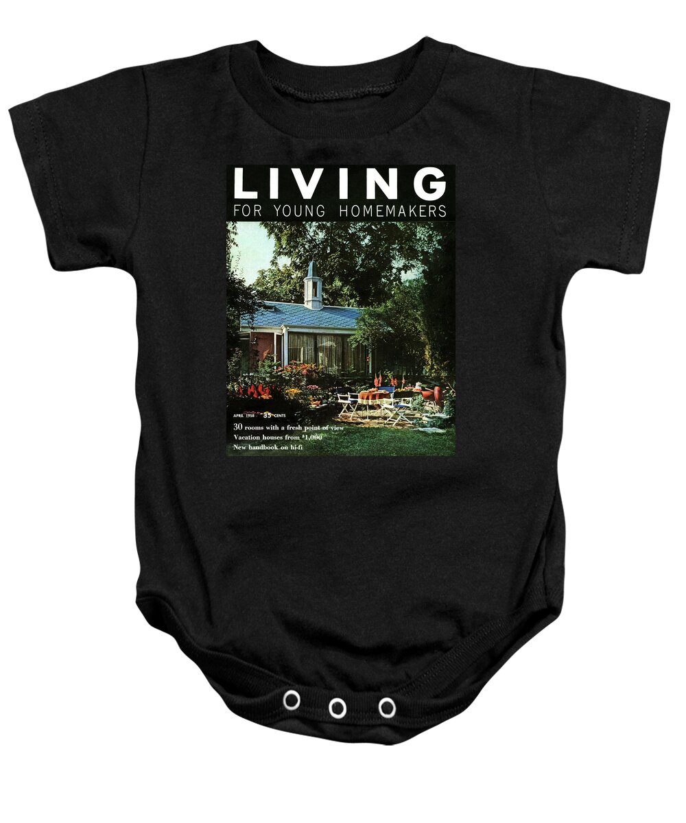 Furniture Baby Onesie featuring the digital art The Exterior Of A House And Patio Furniture by Nowell Ward