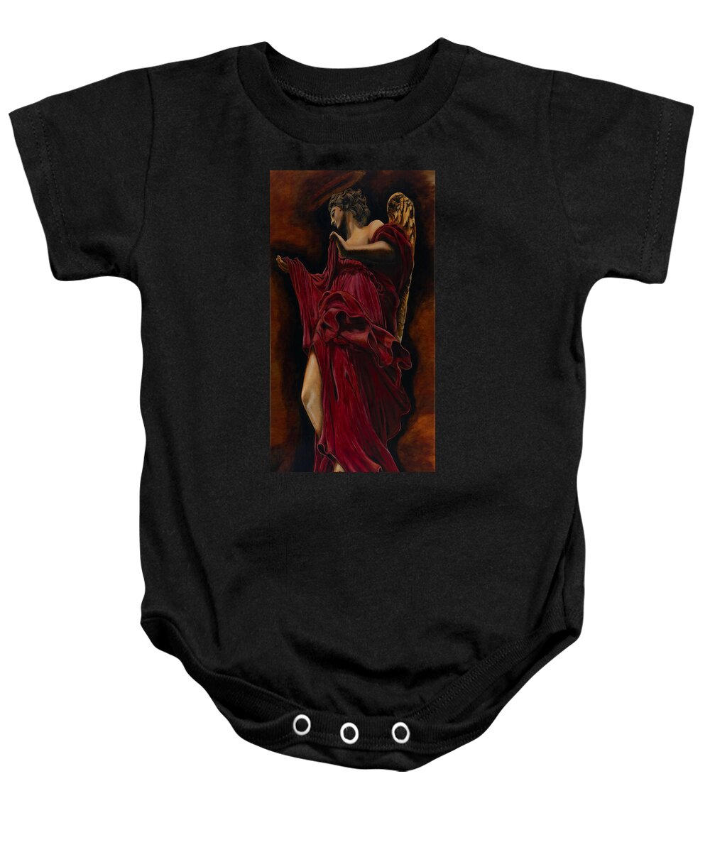 Giorgio Tuscani Baby Onesie featuring the painting The Guardian Of My Soul III by Giorgio Tuscani
