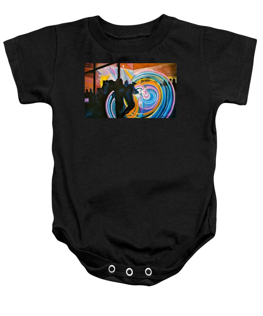 Music Festivals Baby Onesie featuring the painting The Illuminated Dance by Patricia Arroyo
