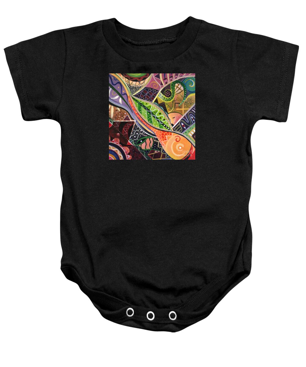 Colorful Baby Onesie featuring the painting The Joy of Design I V by Helena Tiainen