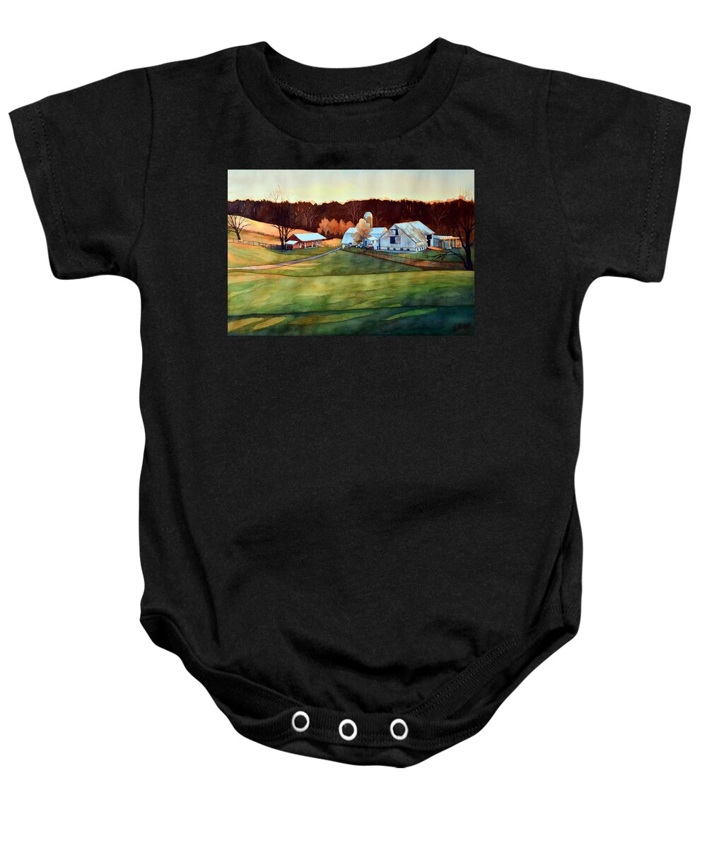 Watercolor Baby Onesie featuring the painting The Last Beaujolais by Mick Williams