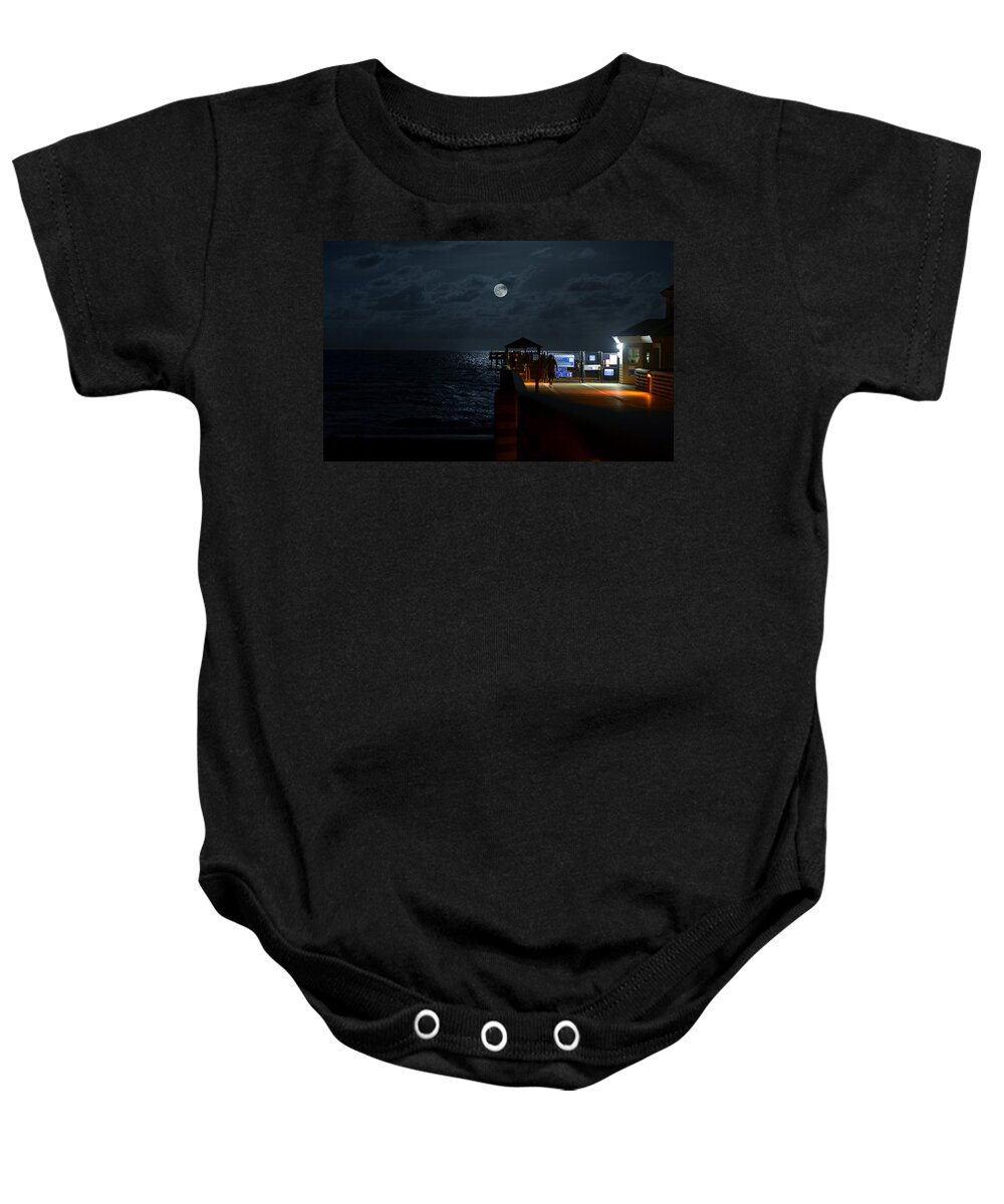 Pier Baby Onesie featuring the photograph The Last Outpost by Laura Fasulo