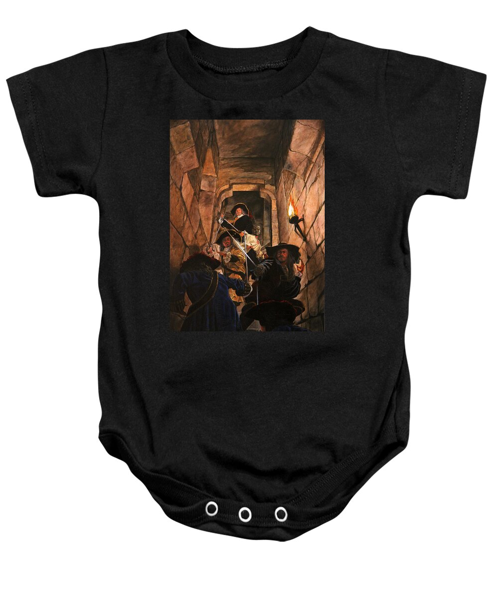 Whelan Art Baby Onesie featuring the painting The Man in the Iron Mask by Patrick Whelan