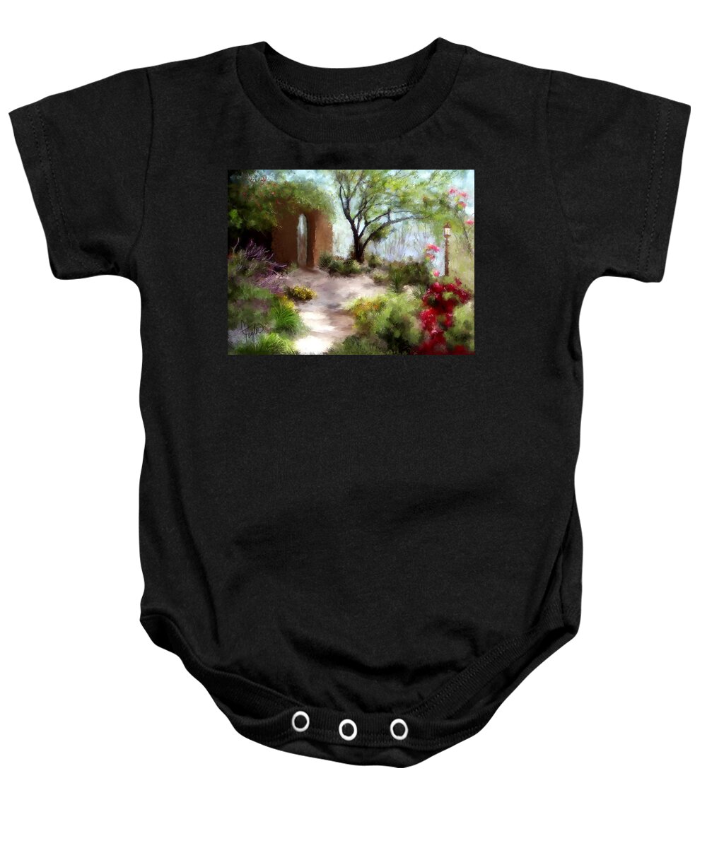 Southwest Paintings Baby Onesie featuring the painting The Meditative Garden by Colleen Taylor