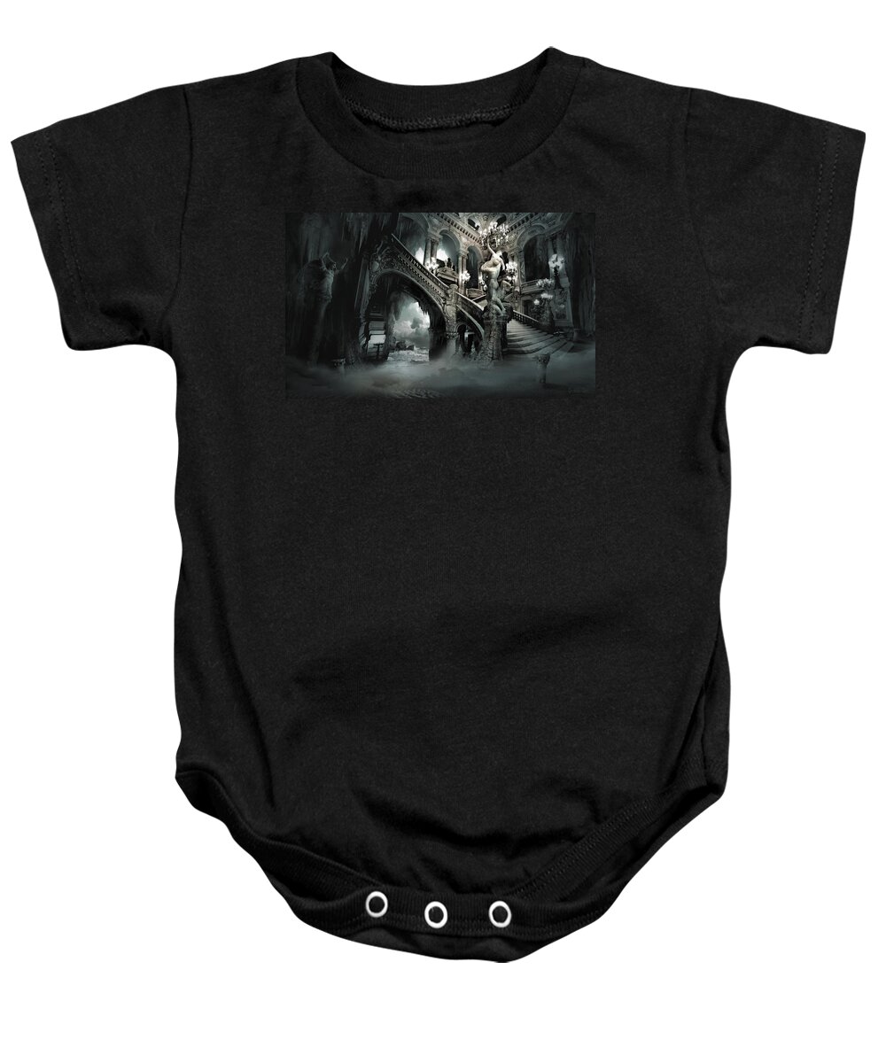 Surreal Human Body Baby Onesie featuring the digital art The Mind Cave by George Grie