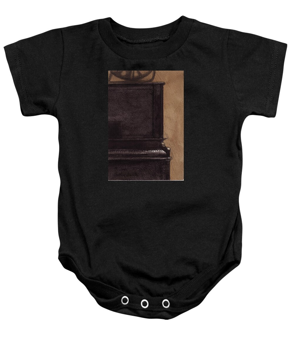 Piano Baby Onesie featuring the painting The Old Piano by Arthur Barnes