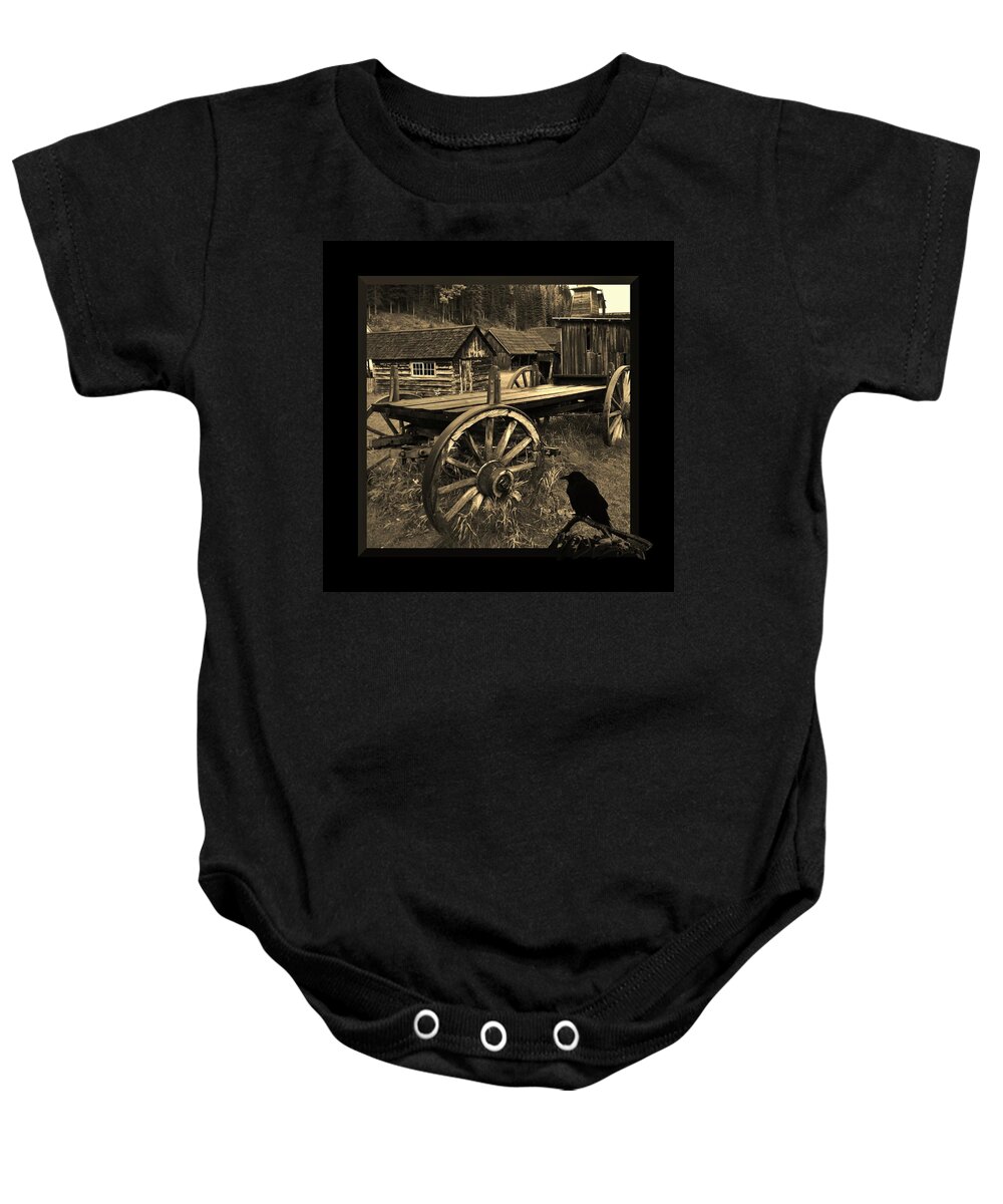 Western Baby Onesie featuring the photograph The Raven Flies Straight by Barbara St Jean