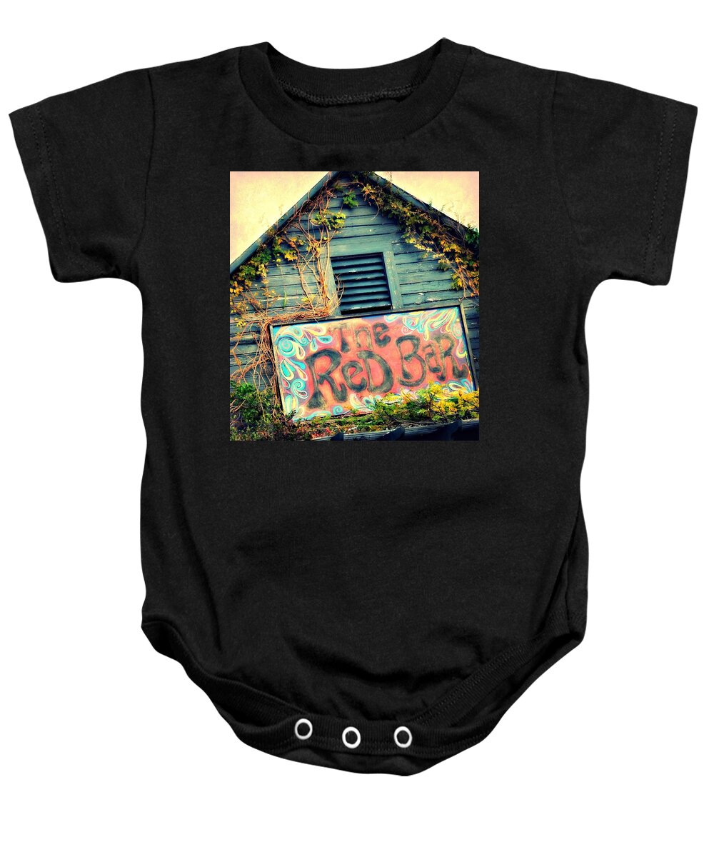 Bars Baby Onesie featuring the photograph The Red Bar by Toni Abdnour