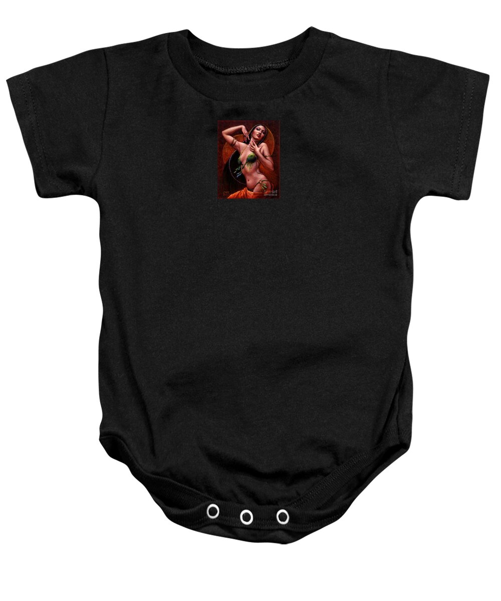 Woman Baby Onesie featuring the painting The Request by Jane Bucci