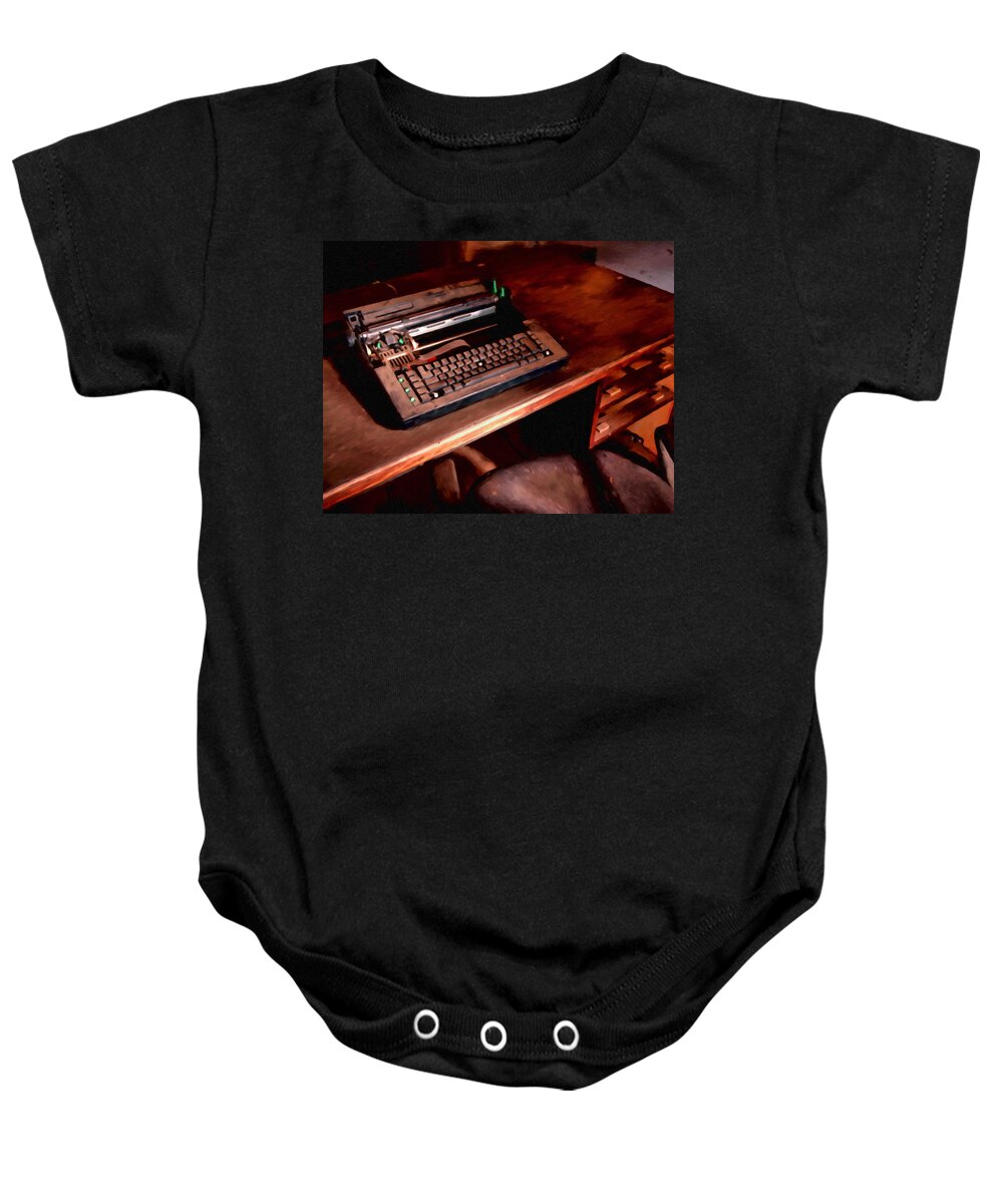 Old Typewriter Baby Onesie featuring the painting The Untold Story by Michael Pickett