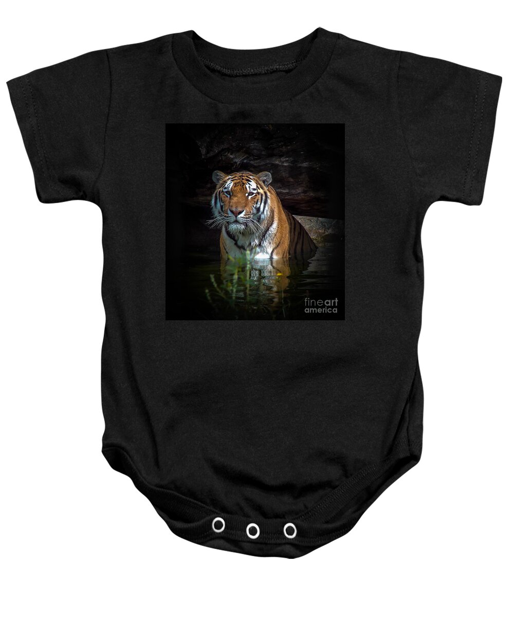 Tiger Baby Onesie featuring the photograph The Watering Hole by Bianca Nadeau