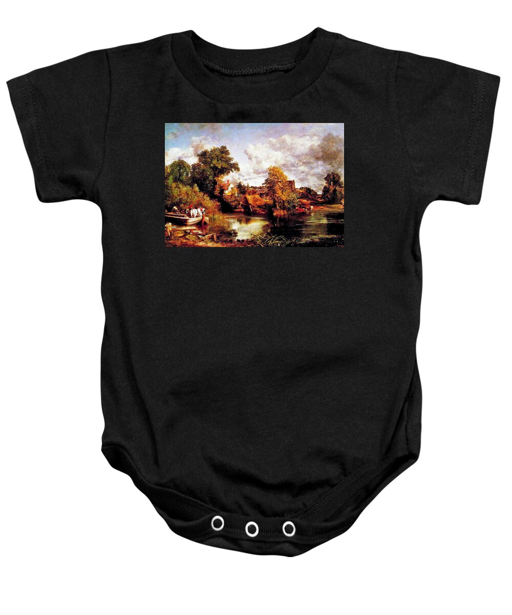 The White Horse Baby Onesie featuring the painting The White Horse by Pam Neilands