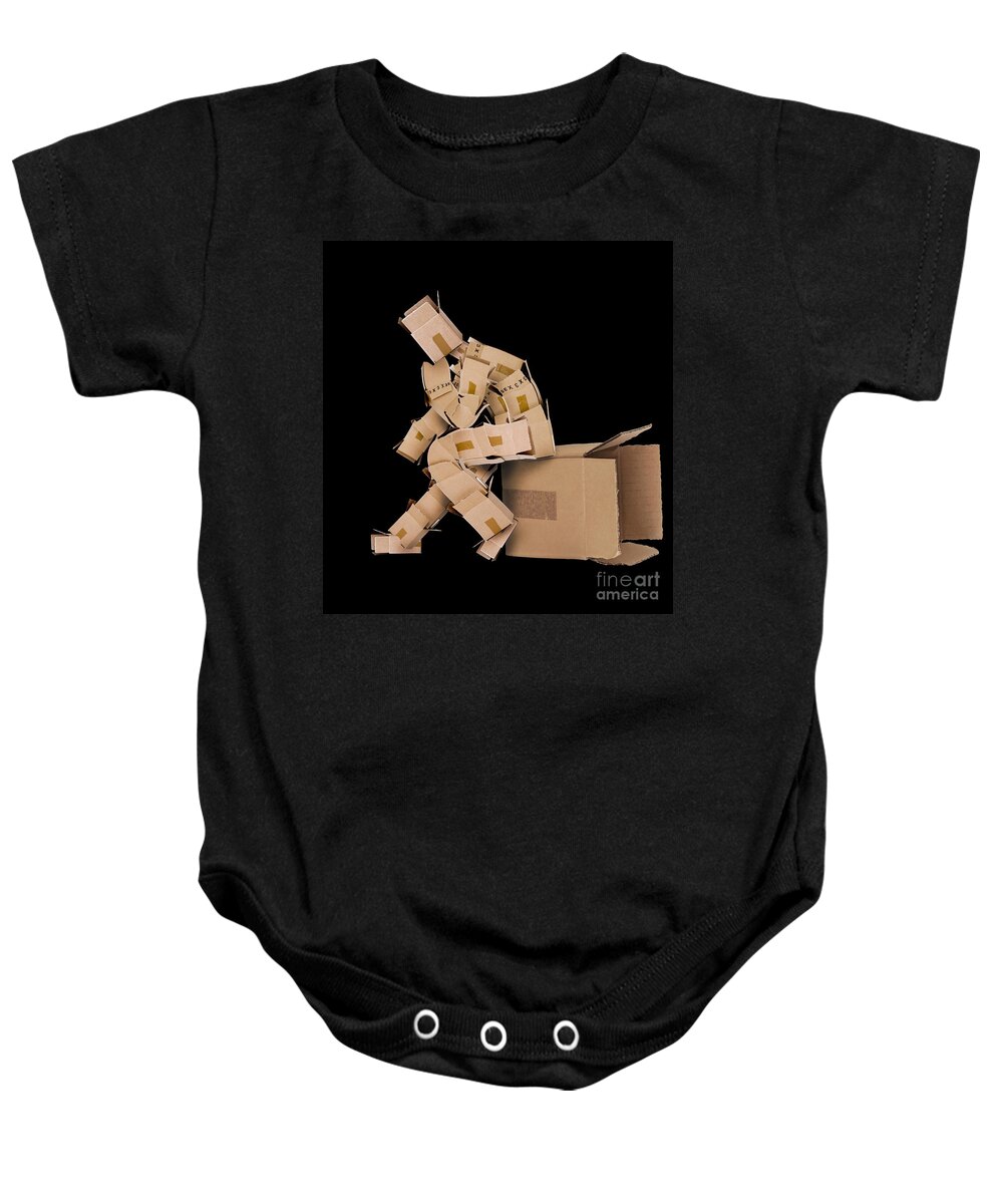  Thinking Baby Onesie featuring the photograph Think outside the box concept by Simon Bratt