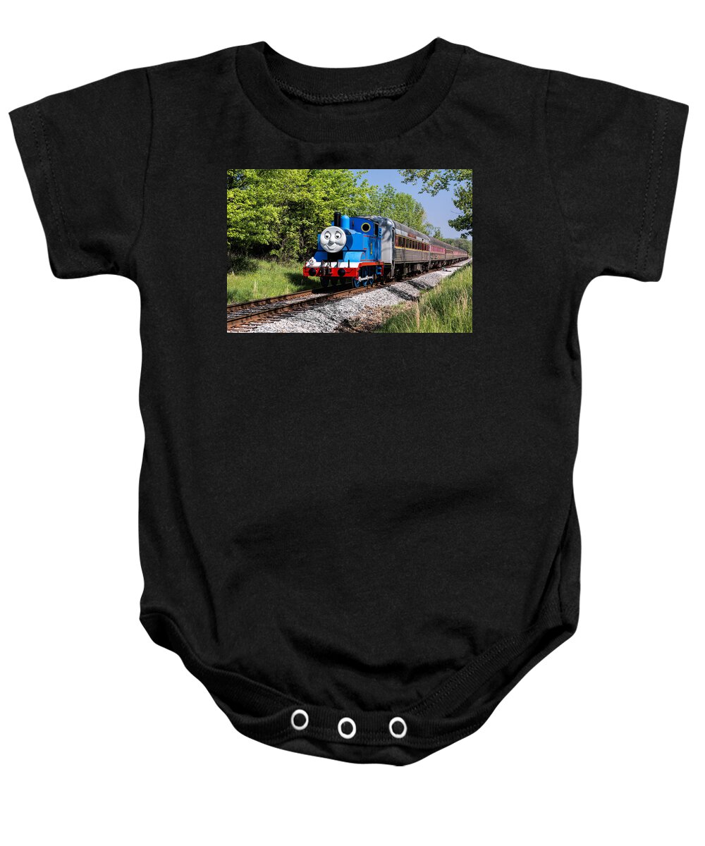 Thomas The Train Baby Onesie featuring the photograph Thomas Visits The CVNP by Dale Kincaid