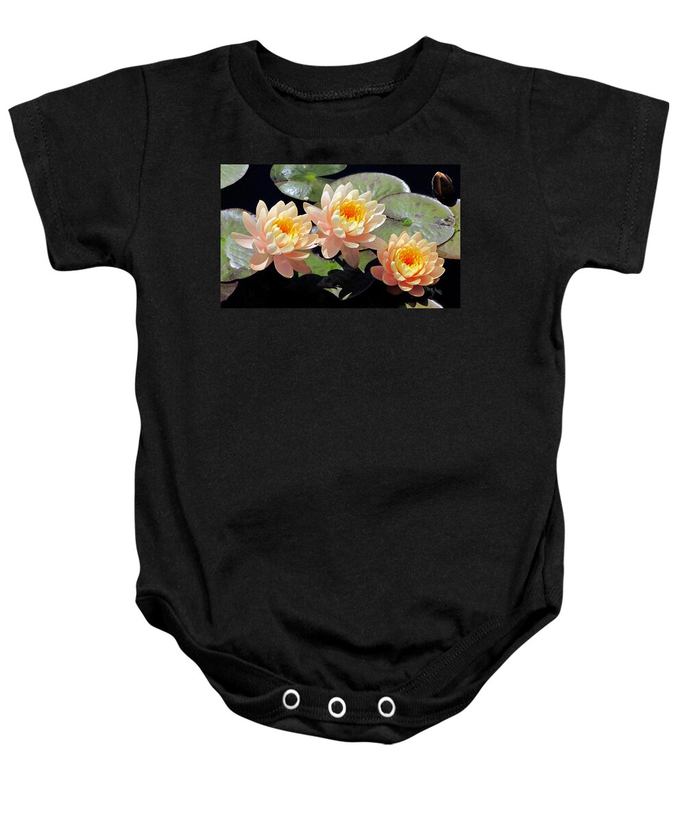 Water Baby Onesie featuring the photograph Three Lilies by Bob Slitzan