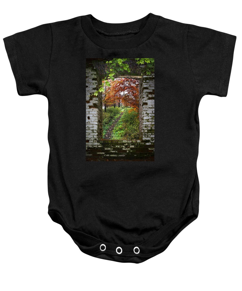 Appalachia Baby Onesie featuring the photograph Through the Window by Debra and Dave Vanderlaan