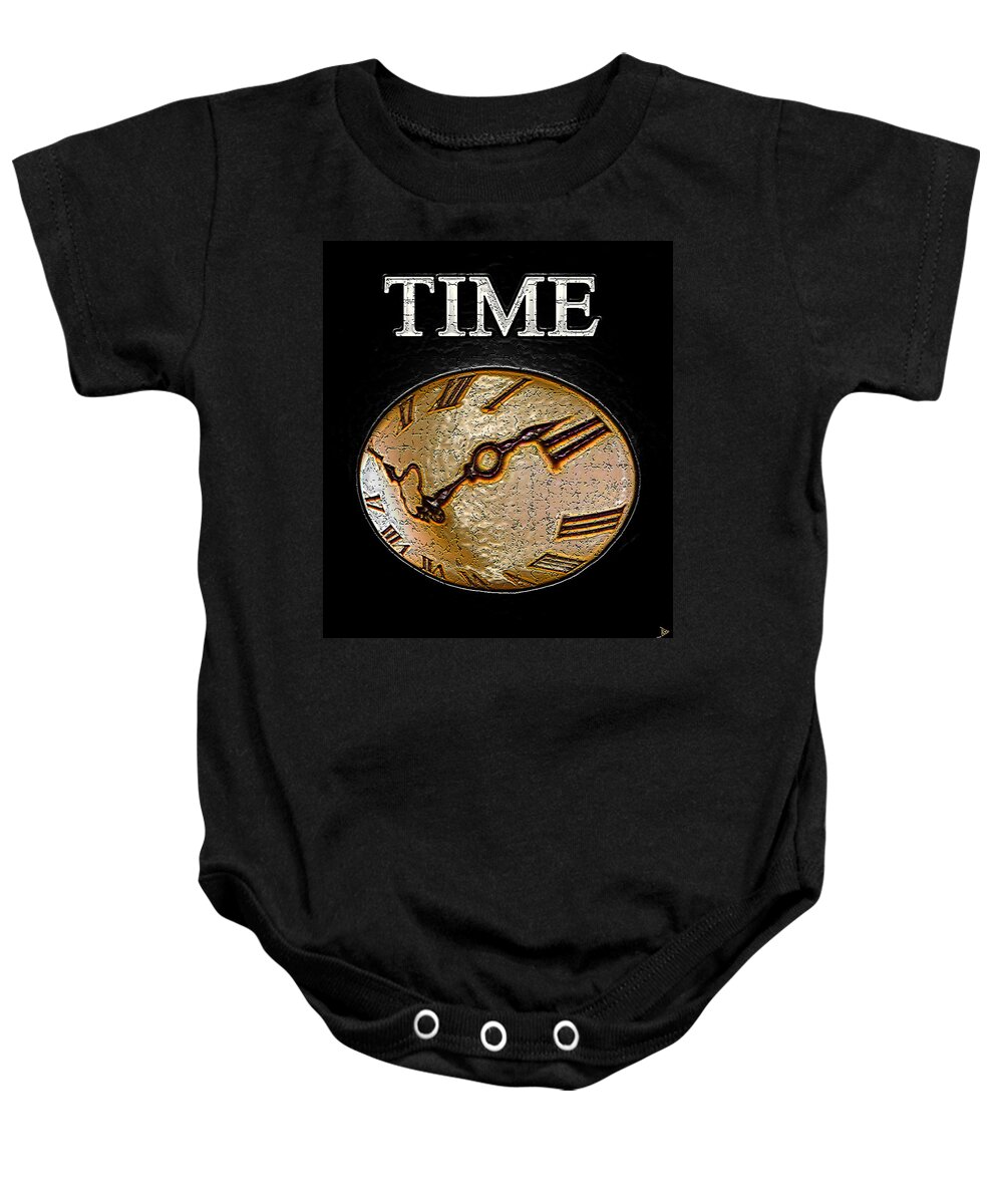 Time Baby Onesie featuring the painting Time clock by David Lee Thompson