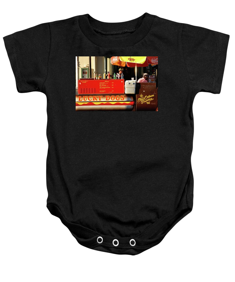 New Orleans Baby Onesie featuring the photograph Time for a Lucky Dog by KG Thienemann