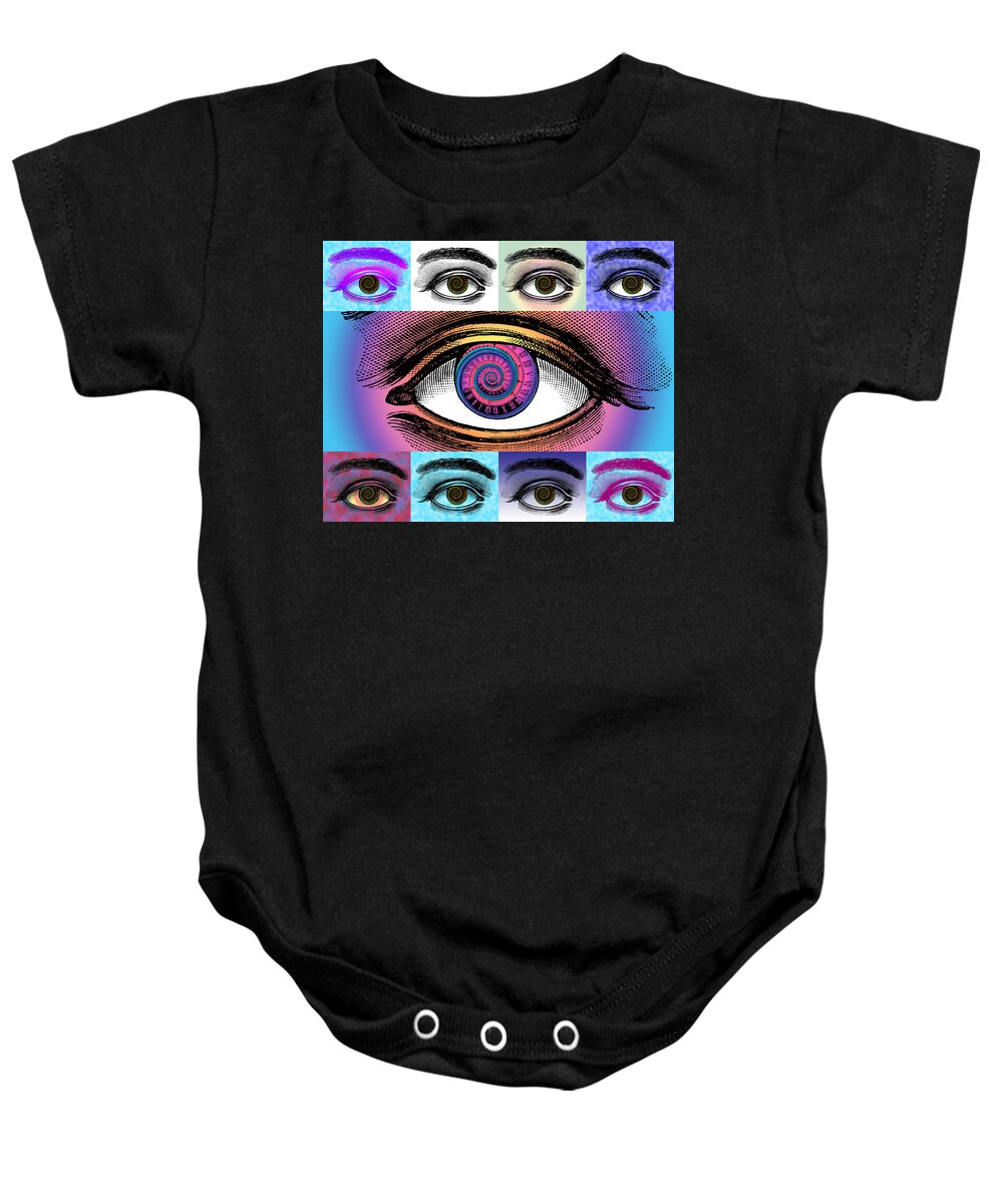 Digital Collage Baby Onesie featuring the digital art Time's Eye by Eric Edelman