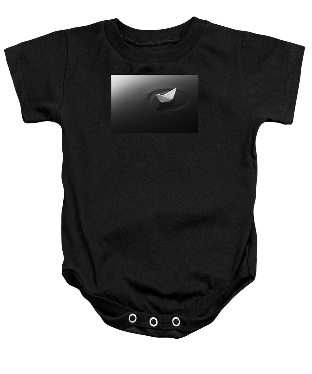 Paper Boat Baby Onesie featuring the photograph To Start the Odyssey by Angelo DeVal
