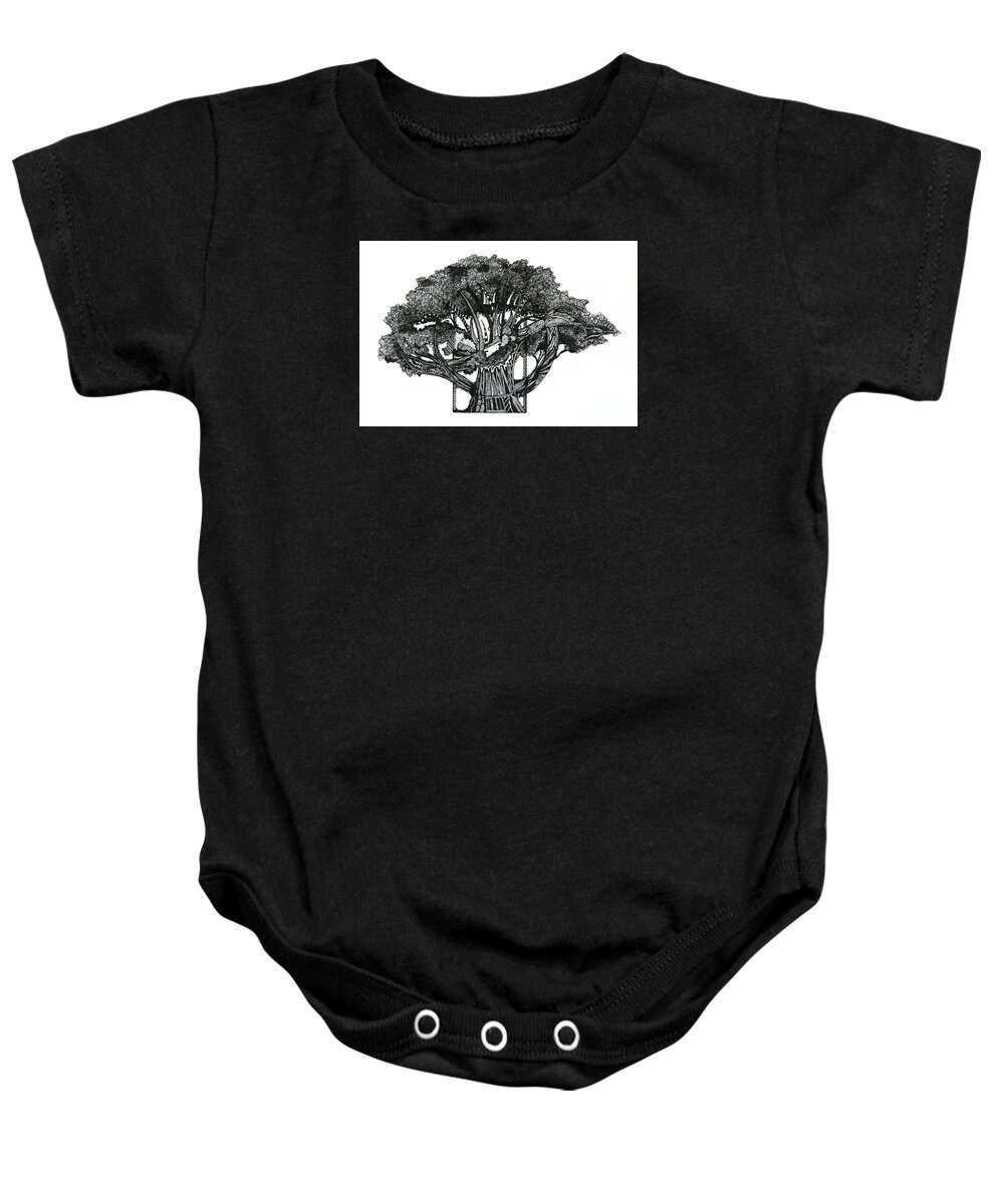 Tree Baby Onesie featuring the drawing Tree of Summer by Danielle Scott