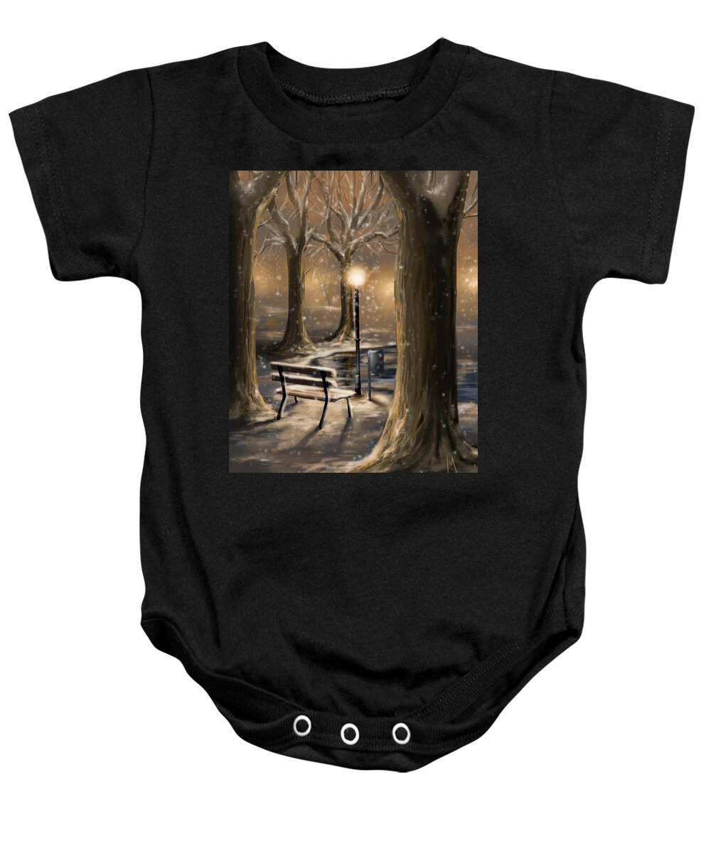 Winter Baby Onesie featuring the digital art Trees by Veronica Minozzi