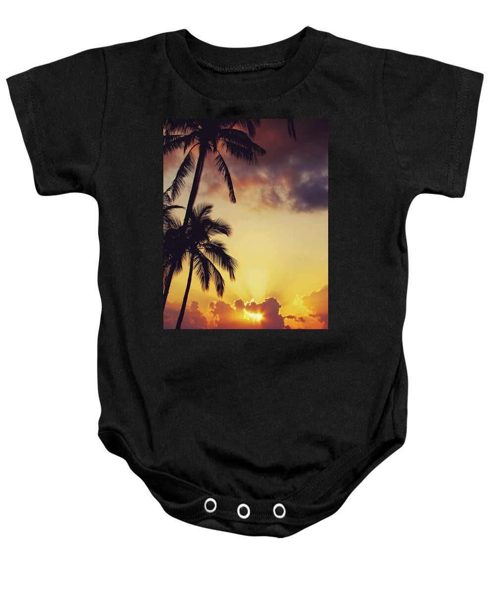 Tropical Baby Onesie featuring the photograph Tropical Sunset by Jenny Rainbow
