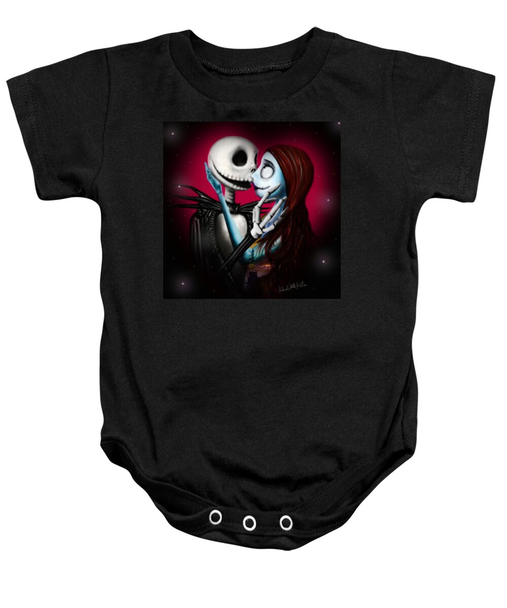 Jack Skeletron Baby Onesie featuring the digital art Two in one heart by Alessandro Della Pietra