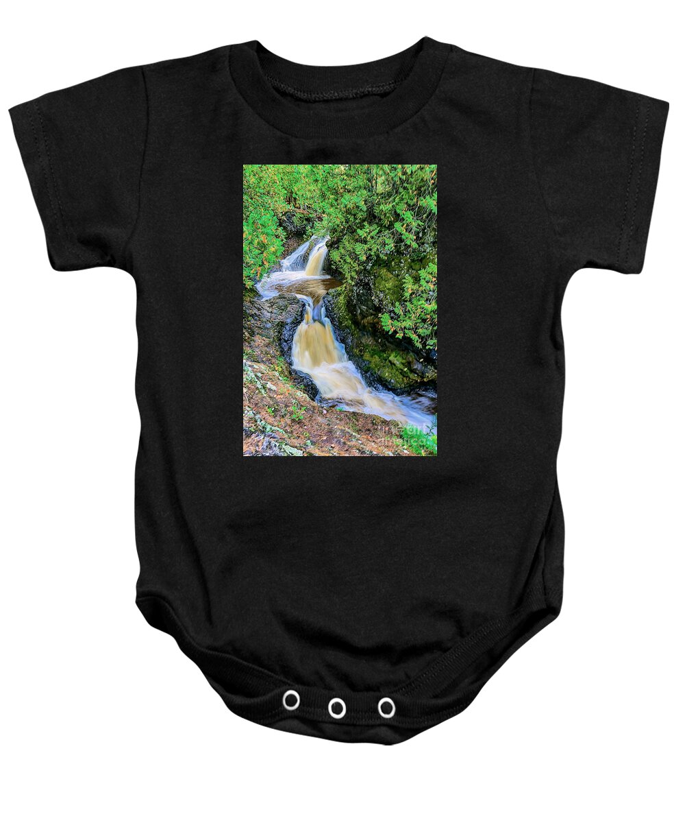 Wisconsin Baby Onesie featuring the photograph Two Stage Waterfall by Bryan Benson