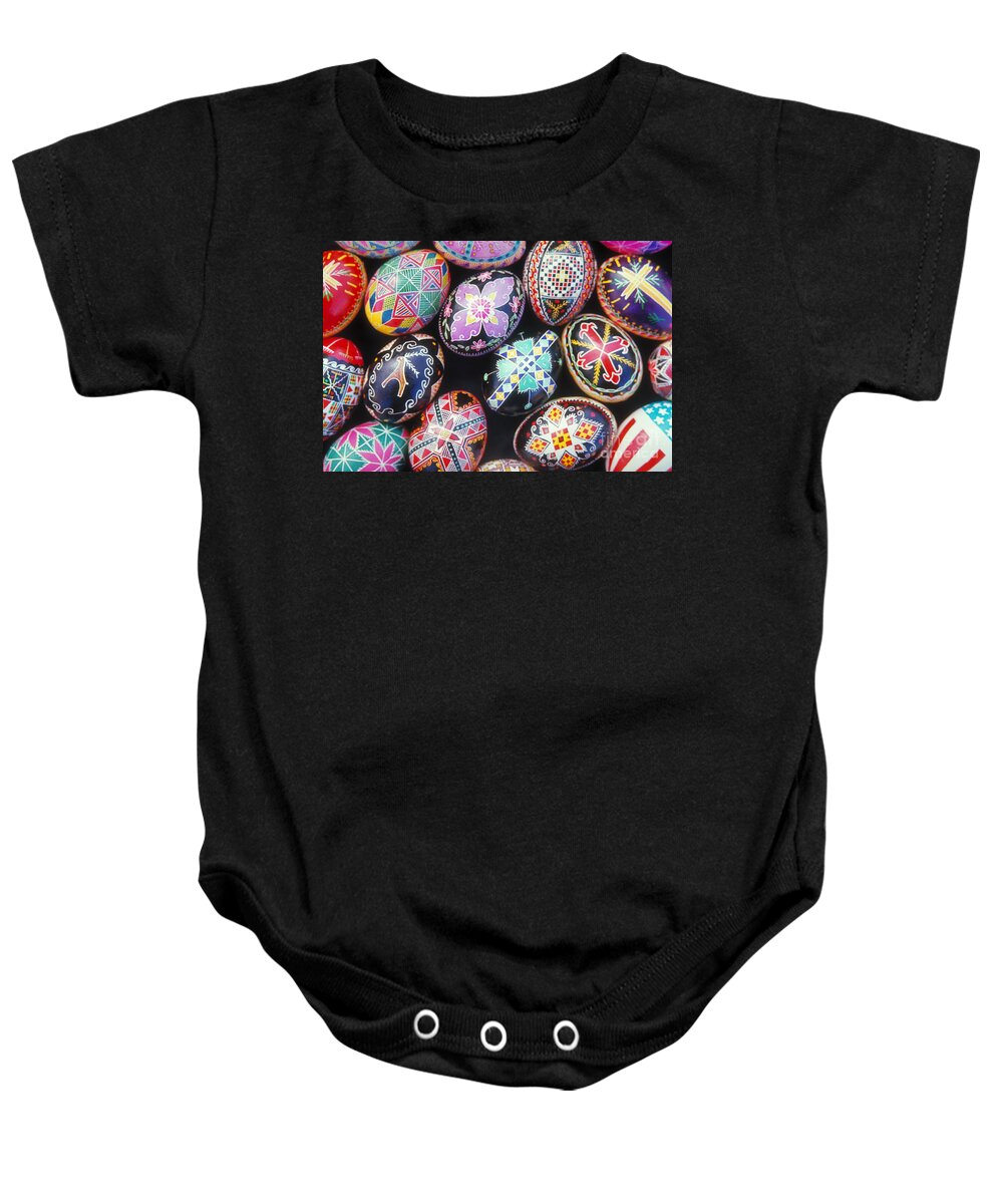 Horizontal Baby Onesie featuring the photograph Ukrainian Easter Eggs by Verlin L Biggs