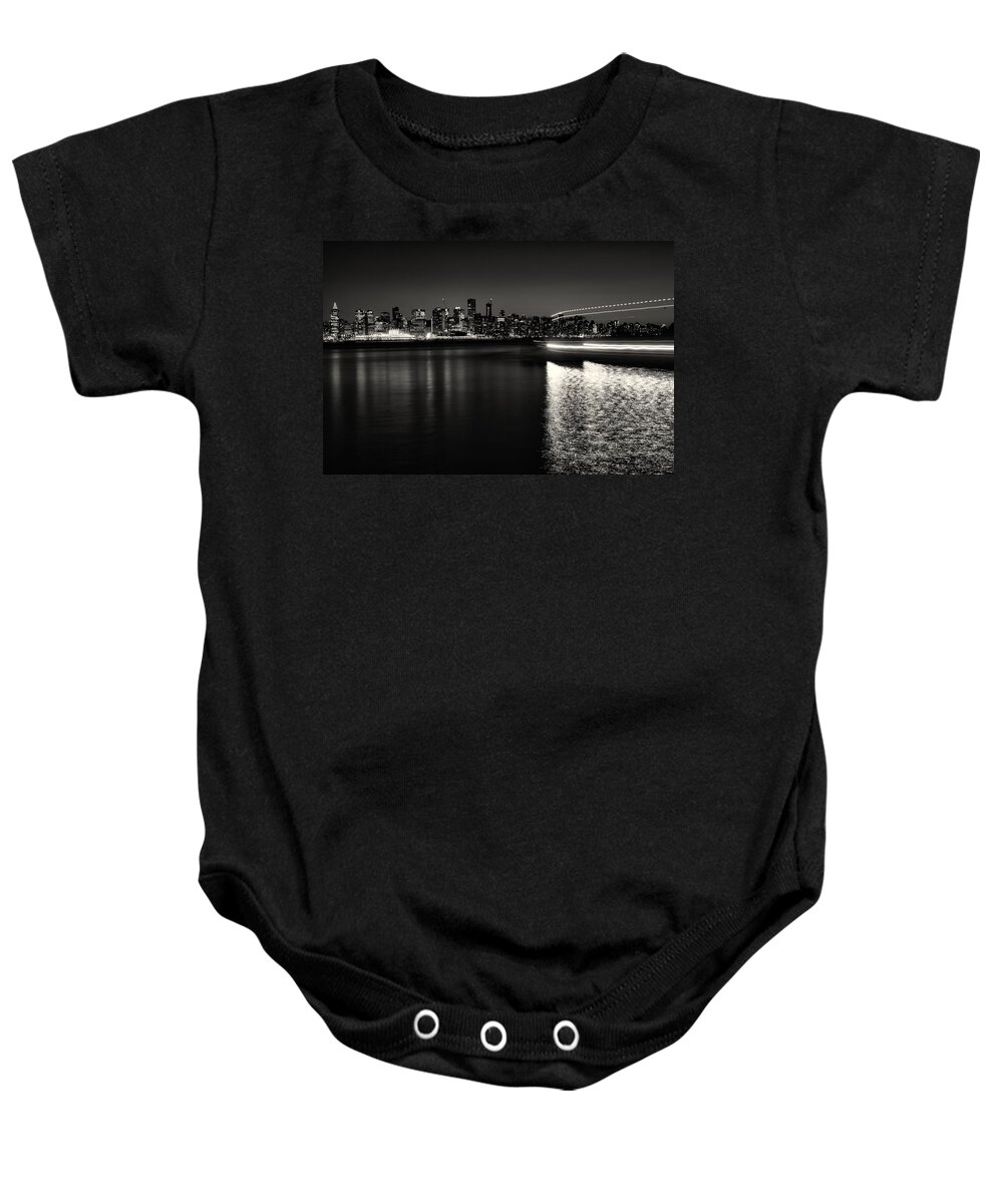 Vancouver Baby Onesie featuring the photograph Vancouver Skyline in Black and White by Monte Arnold