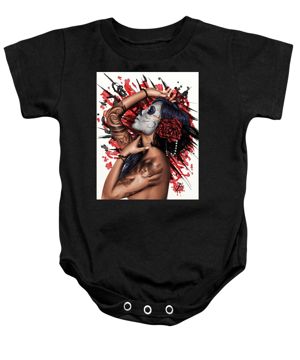 Angel Baby Onesie featuring the painting Vidas Angel by Pete Tapang