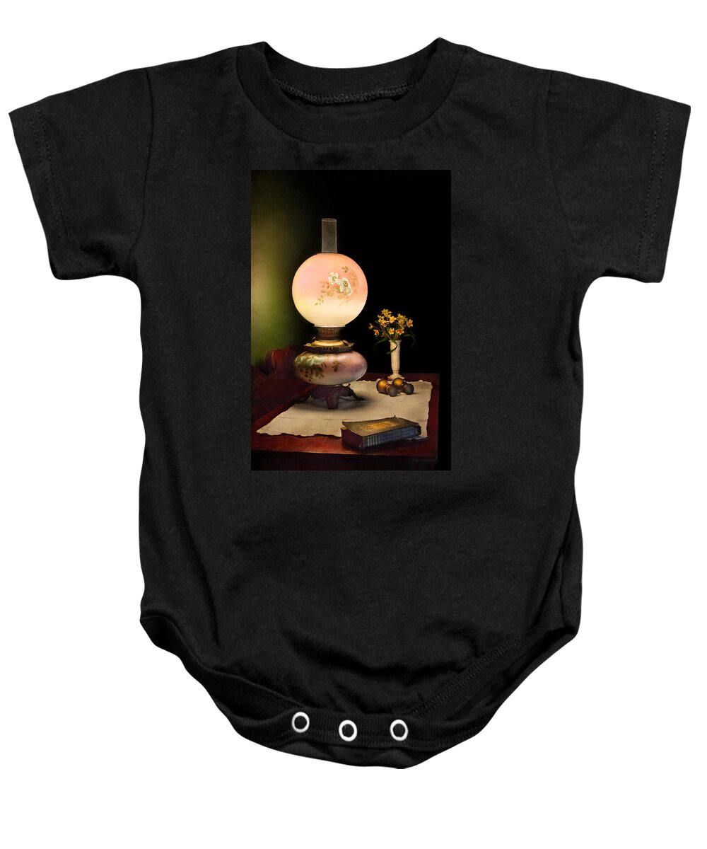 Savad Baby Onesie featuring the photograph Vintage - Travelers journal by Mike Savad