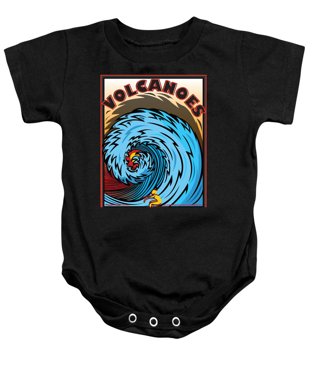 Surfing Baby Onesie featuring the digital art Surfing Volcanoes Baja Mexico Cabo San Quintin by Larry Butterworth