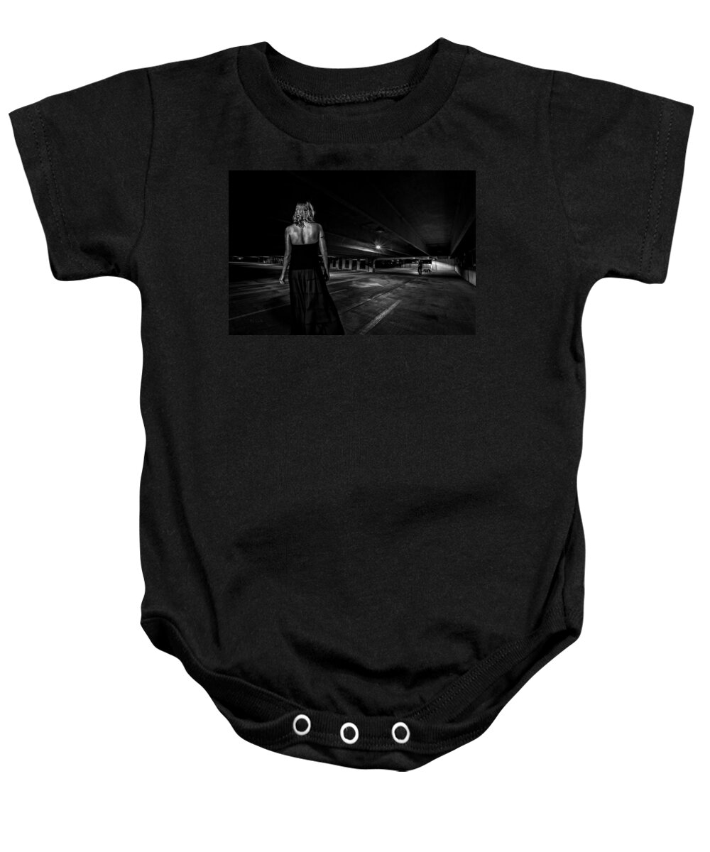 Afterdark Baby Onesie featuring the photograph Walking The Dog by Bob Orsillo