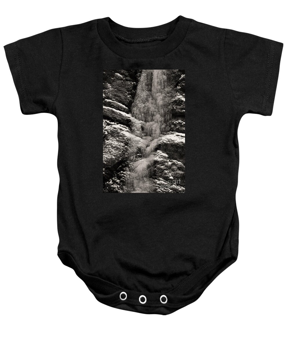 Nature Baby Onesie featuring the photograph wall of ice in Partnach gorge 13 by Rudi Prott