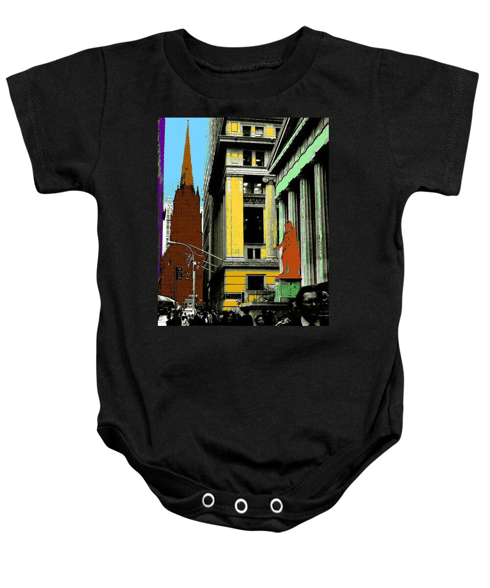New+york Baby Onesie featuring the painting New York Pop Art 99 - Color Illustration by Peter Potter