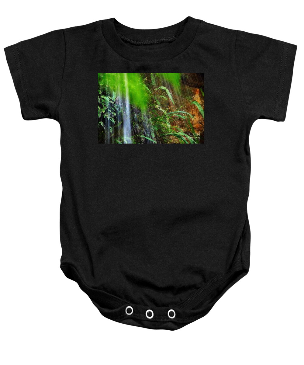 Photography Baby Onesie featuring the photograph Waterfall over Ferns by Kaye Menner