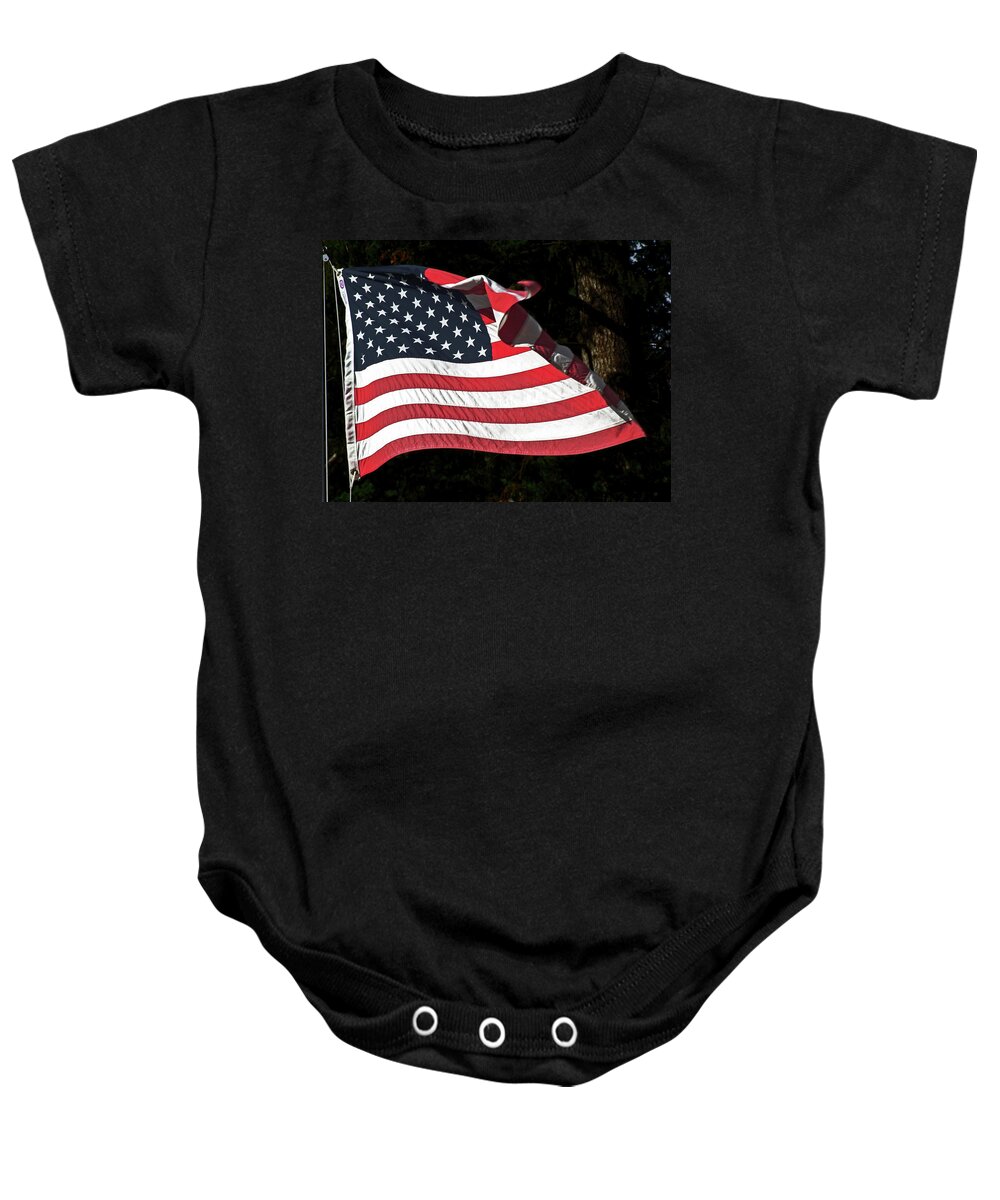 Flag Framed Prints Baby Onesie featuring the photograph Waving Flag by Ron Roberts