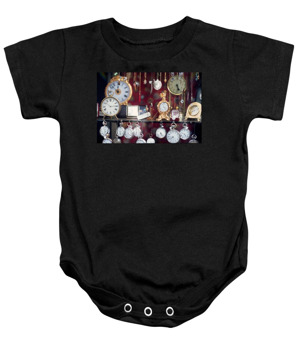 London Flea Markets Baby Onesie featuring the photograph What Time Is It? by Ira Shander