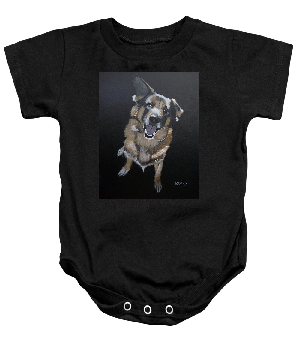 Dog Baby Onesie featuring the painting What's Up by Richard Le Page