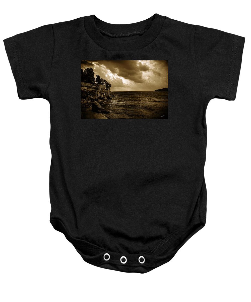 Dubrovnic Baby Onesie featuring the photograph When Time Stood Still by Madeline Ellis