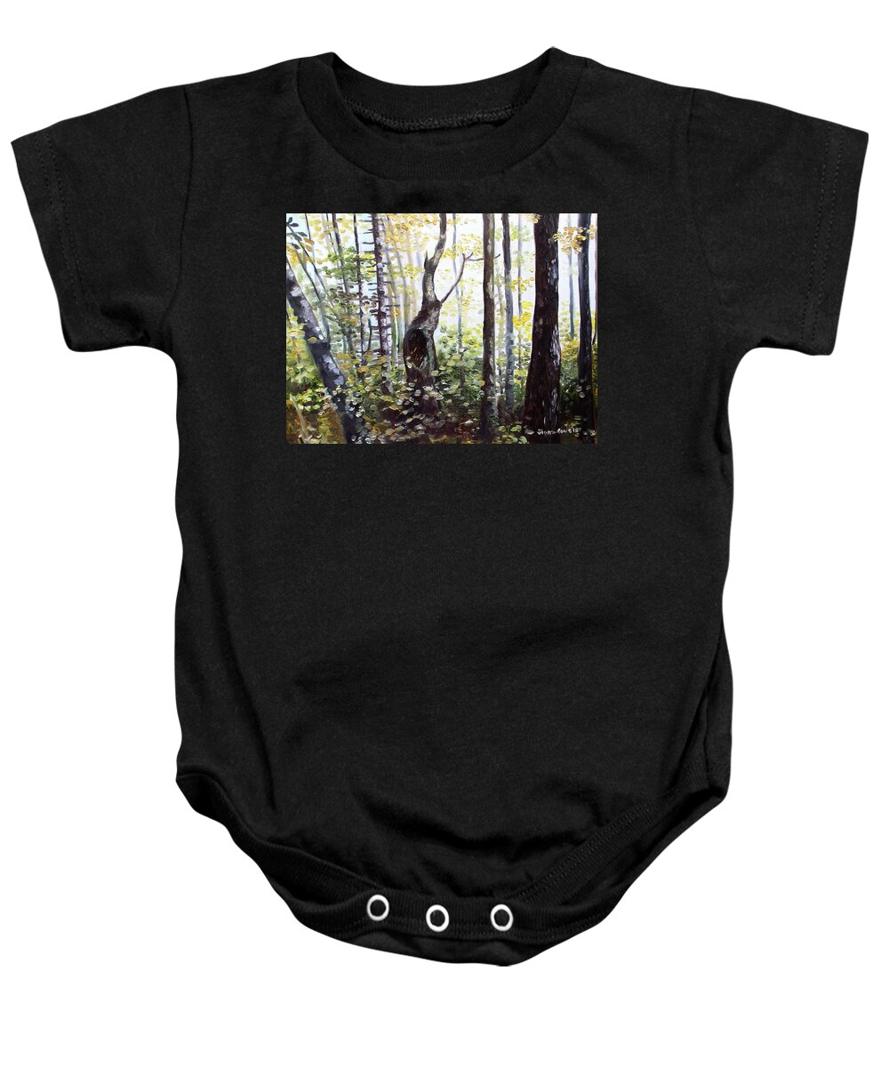 Tree Baby Onesie featuring the painting Where Time Stops by Shana Rowe Jackson